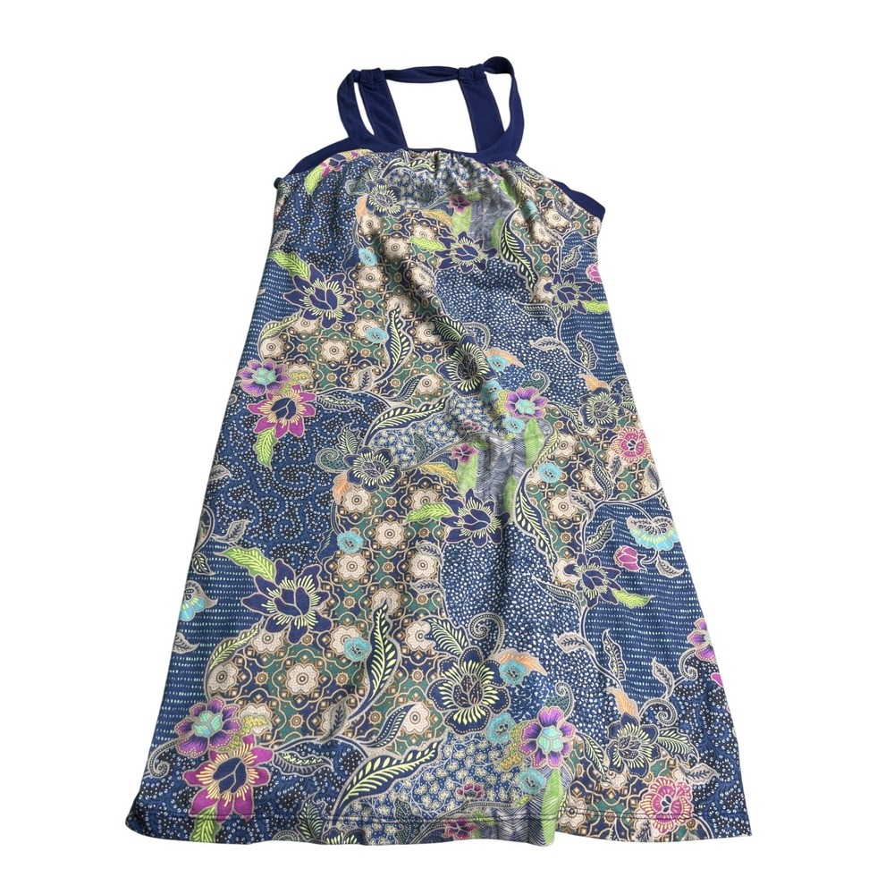 PrAna Blue Floral Paisley‎ Built In Bra Dress Women's Medium Casual Sleeveless
